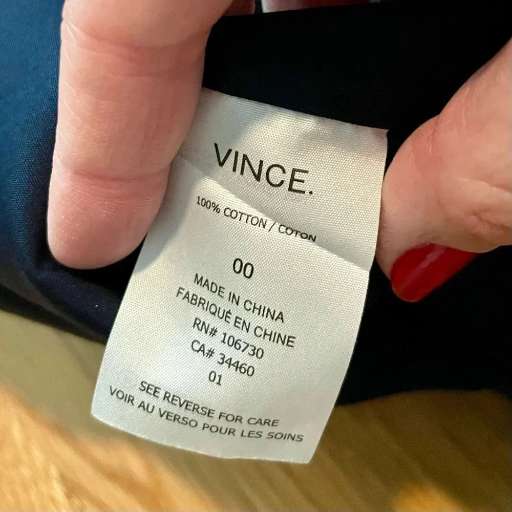 Vince Navy Blue Cotton Off Shoulder Mini Dress w/ Pockets Size 00 - Picture 6 of 6
